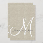 Beige Linen Rustikale Hochzeitseinladung Einladung (Vorne/Hinten)