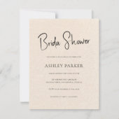 Beige Linen Simple Black Script Brautparty Einladung (Vorderseite)