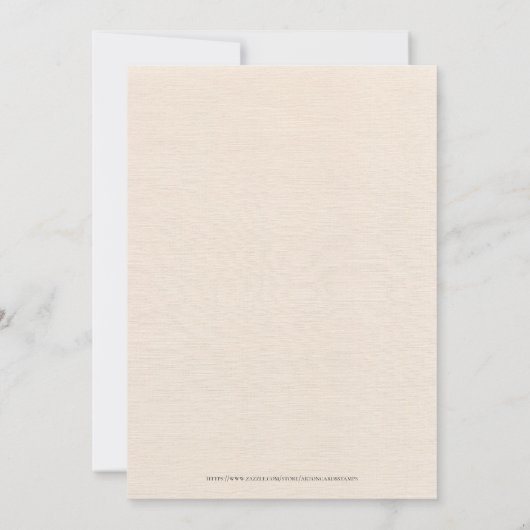 Beige linen Simple Black Script Wedite Einladung (Rückseite)