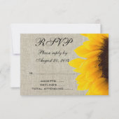 Beige Linen Sunflower Rustic Wedding RSVP (Vorderseite)