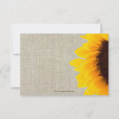 Beige Linen Sunflower Rustic Wedding RSVP Karte (Rückseite)