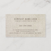 Beige Linen Textur Berufliche Bio Optik Visitenkarte (Rückseite)