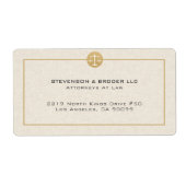 Beige Linen Texture & Gold Justice Logo (Vorne)