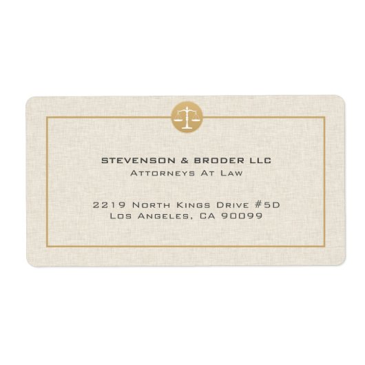 Beige Linen Texture & Gold Justice Logo (Vorne)