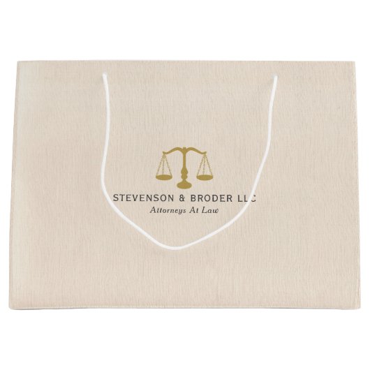 Beige Linen Texture & Gold Justice Scale Große Geschenktüte (Vorderseite)