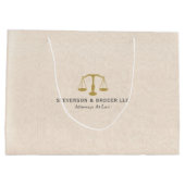Beige Linen Texture & Gold Justice Scale Große Geschenktüte (Rückseite)