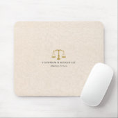 Beige Linen Texture & Gold Justice Scale Mousepad (Mit Mouse)