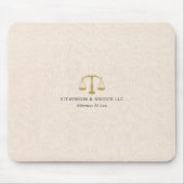 Beige Linen Texture & Gold Justice Scale Mousepad (Vorne)