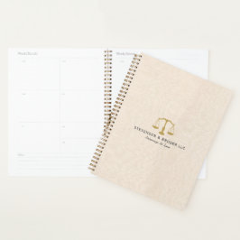 Beige Linen Texture & Gold Justice Scale Planer