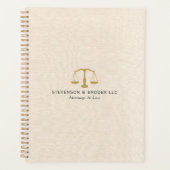Beige Linen Texture & Gold Justice Scale Planer (Vorderseite)