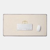Beige Linen Texture & Gold Justice Scale Schreibtischunterlage (Tastatur & Maus)