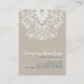 Beige Linen White Floral Lace Event Designer Visitenkarte (Rückseite)