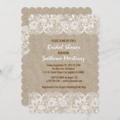 Beige Linen & White Lace Brautparty laden ein Einladung (Vorne/Hinten)