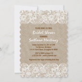 Beige Linen & White Lace Brautparty laden ein Einladung (Vorderseite)