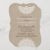 Beige Linen White Lace Brautparty laden Einladung (Vorne/Hinten)