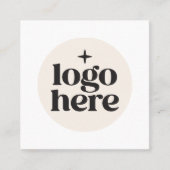 Beige Logo QR Code Social Media Quadratische Visitenkarte (Vorderseite)