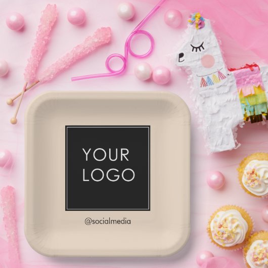 Beige Logos für moderne Berufliche Unternehmen Pappteller (Party)