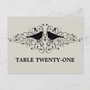 Beige Love Bird Wirbel Tischnummer Postkarte