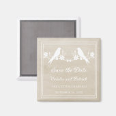 Beige Lovebird Floral Save the Date Magnet (Vorderseite/Rückseite)