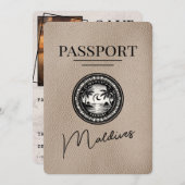 Beige Maldives Passport Save the Date (Vorne/Hinten)