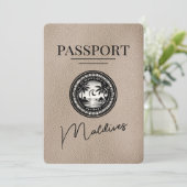 Beige Maldives Passport Save the Date (Stehend Vorderseite)