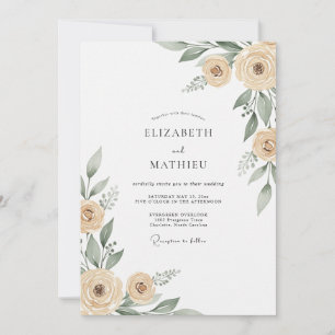 Beige malerische Hochzeit Einladung