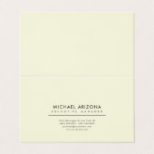 Beige & Mandel-Minimalist Plain Premium Leinen Visitenkarten (Außenseite Aufgefaltet)