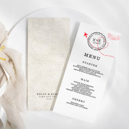 Beige Map-Hochzeit in Urlaubsort Menükarte