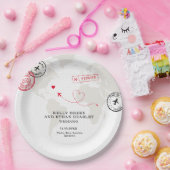 Beige Map-Hochzeit in Urlaubsort Pappteller (Party)