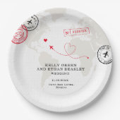 Beige Map-Hochzeit in Urlaubsort Pappteller (Vorderseite)