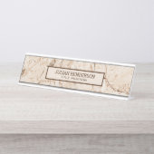 Beige Marble Brown Grain Schreibtischnamensplakette (Vorderseite )