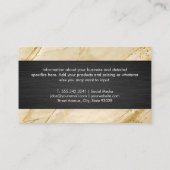 Beige Marble | Schwarze Textur Visitenkarte (Rückseite)