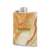 Beige Marble Stone Print Flachmann (Links)