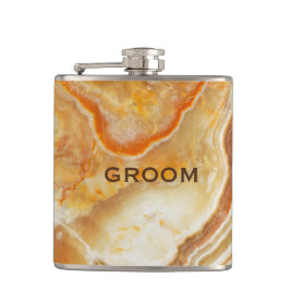 Beige Marble Stone Print Flachmann