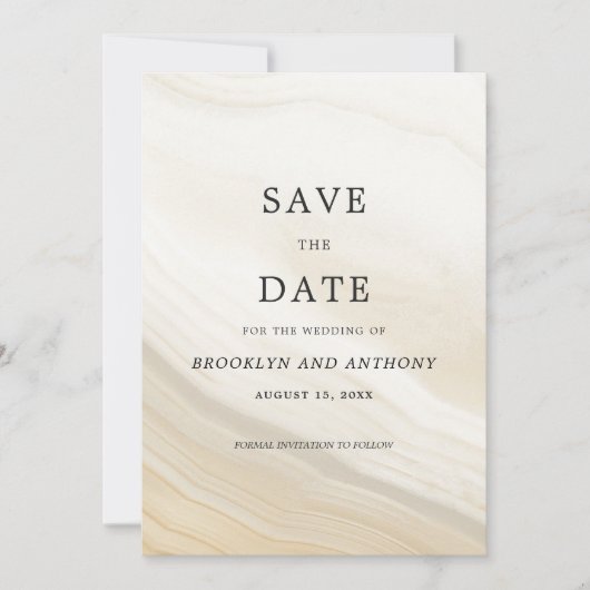 Beige Marble Stone Save The Date (Vorderseite)