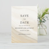 Beige Marble Stone Save The Date (Stehend Vorderseite)