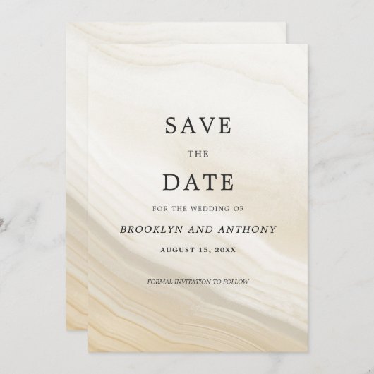 Beige Marble Stone Save The Date (Vorne/Hinten)