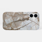 Beige Marble with Gold Veins – Elegant Design iPhone 16 Hülle (Rückseite (Horizontal))
