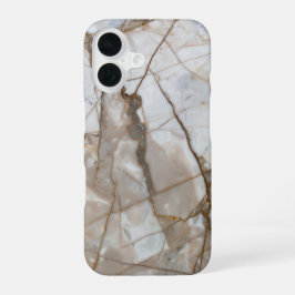 Beige Marble with Gold Veins – Elegant Design iPhone 16 Hülle
