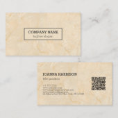 Beige Marbled QR-Code Visitenkarte (Vorne/Hinten)