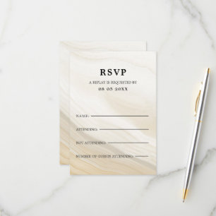 Beige Marbled RSVP Karte