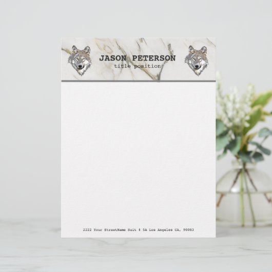 Beige Marbled und Wolf Briefbogen (Stehend Vorderseite)