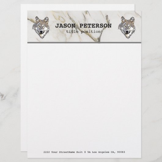 Beige Marbled und Wolf Briefbogen (Vorne/Hinten)