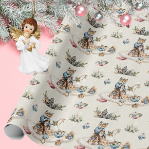Beige Märchenbuch Waldtiere Weihnachten Geschenkpapier