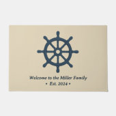 Beige marineblau Schiff Rad Familienname est. Jahr Fußmatte (Vorderseite)