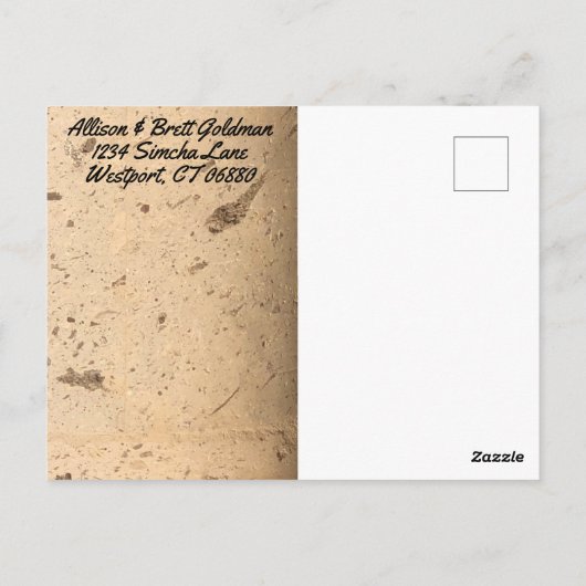 Beige Marmor Save the Date Postkarte (Rückseite)