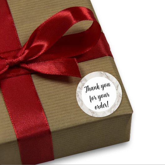 Beige Marmor Vielen Dank Runder Aufkleber