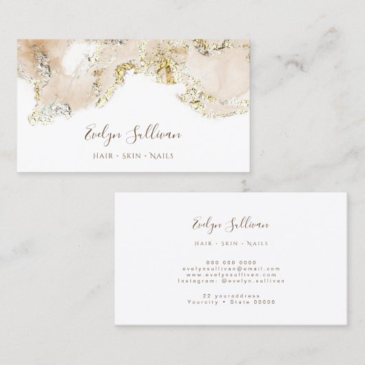 beige Marmordesignkarte Visitenkarte (Vorne/Hinten)