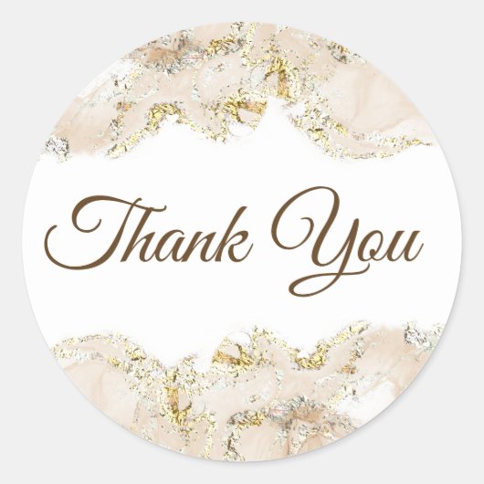Beige Marmorgestaltung danke Runder Aufkleber (Vorderseite)