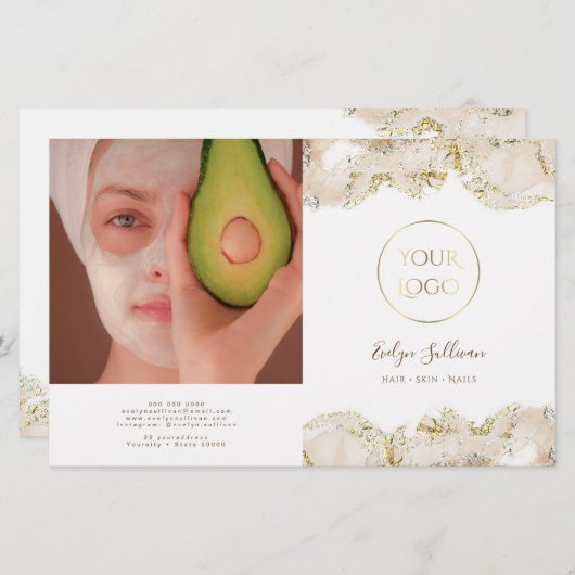 Beige Marmorgestaltung Doppelbroschüre (Vorne/Hinten)